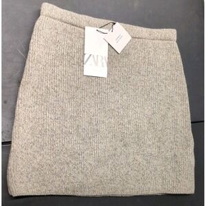 ZARA Size S Basic Wool Blend High Elastic Waist Tan Skirt Fall NWT
